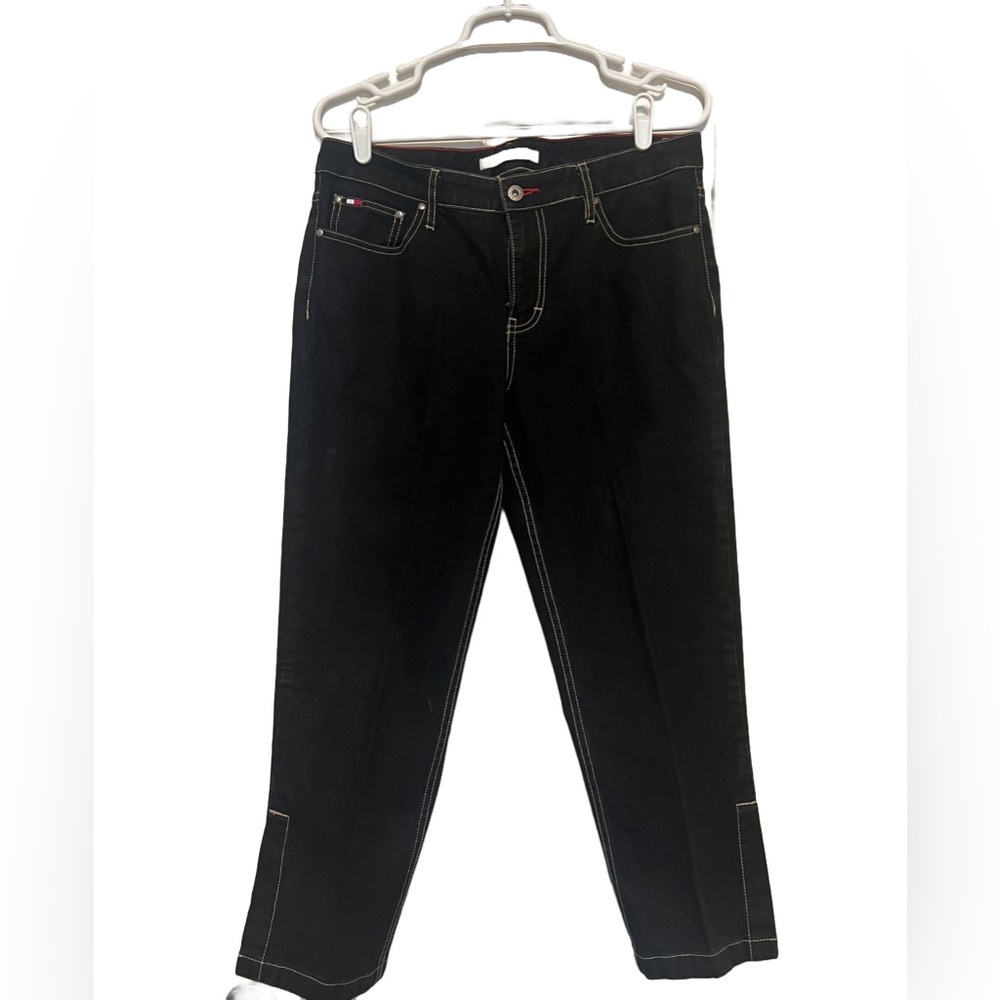 Vintage Tommy Hilfiger Capri Denim Womens Size 8 Side Slit Leg Black  Y2K NWOT